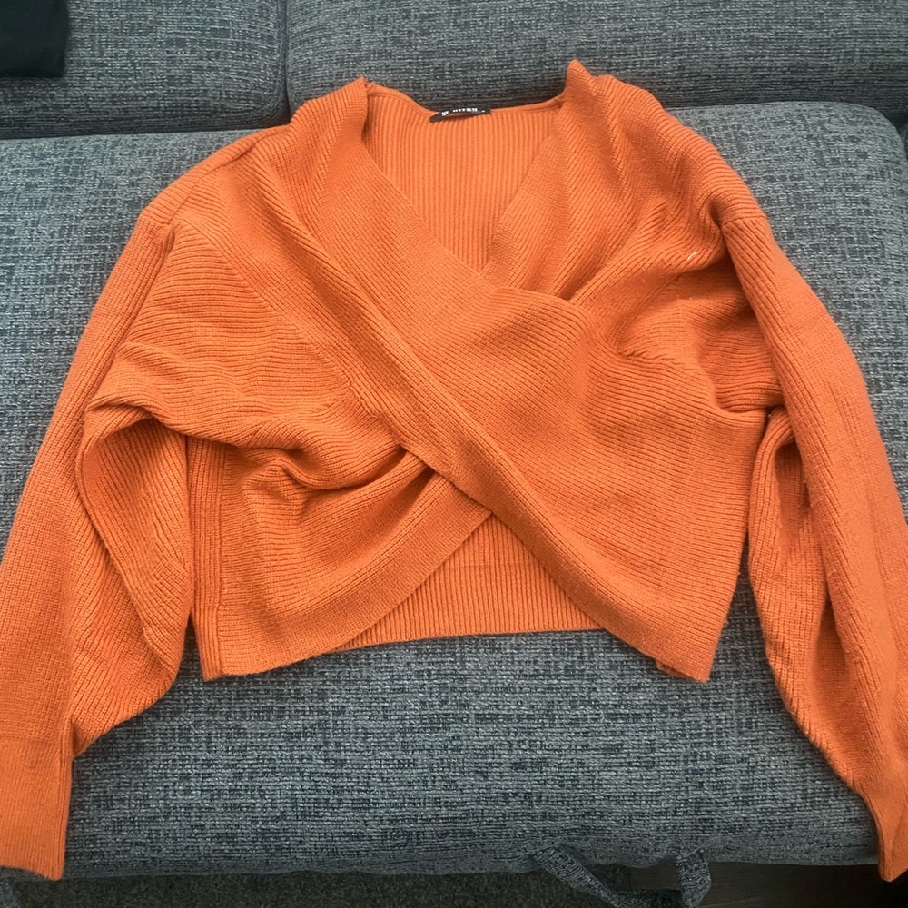 Vibrant Orange Off-the-Shoulder Sweater